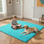 Teal Blue Rug Fluffy Rugs, 4x6 Teal Area Rugs - Image 4