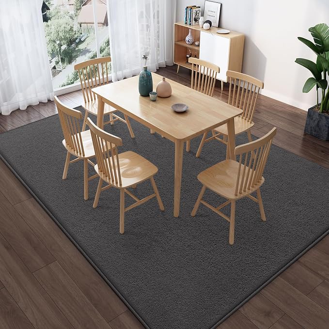 Modern Large Area Rug for Bedroom Living Room, 4x6 Feet Dark Grey Thickened - Image 5