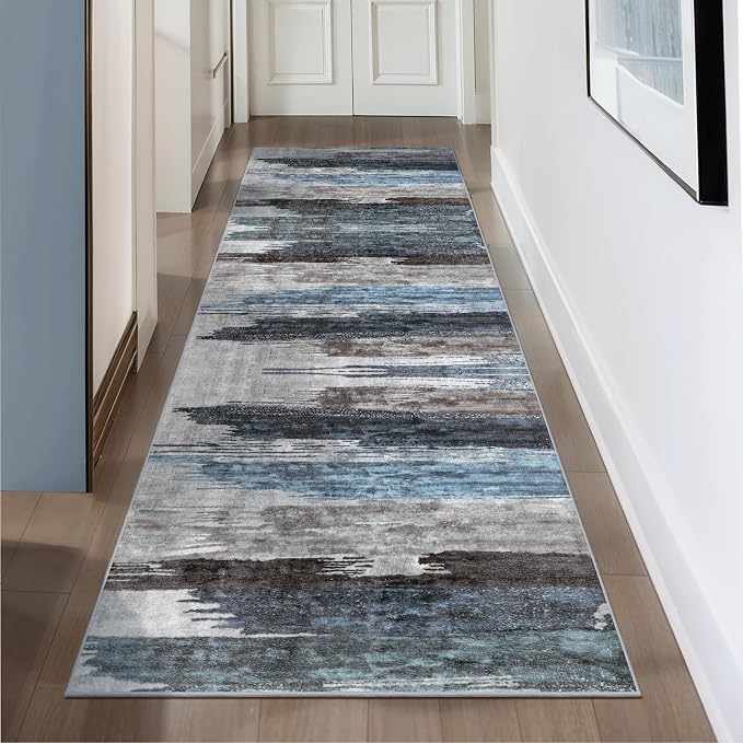 Ciicool 2'6"x10' Washable Runner Rug, Modern Abstract Hallway Rugs Runner - Image 3