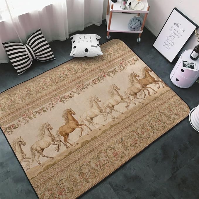 Horse Western Boho Ethnic Style Area Rug Washable Outdoor Rugs Anti-Slip Soft - Image 2