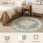Round Rug Living Room Rugs: 6x6 Washable Boho Neutral Large Circle Soft Indoor - Image 4