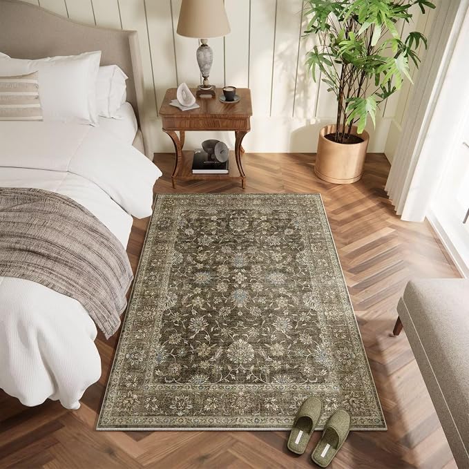 Washable 4x6 Rugs for Living Room, Boho Non-Slip Vintage Distress Small Rugs - Image 2