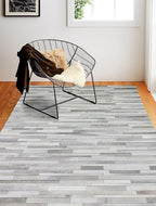 Cowhide Leather Rug for Living Room 9.9x14 Natural Leather Rug Silver Modern - Image 2