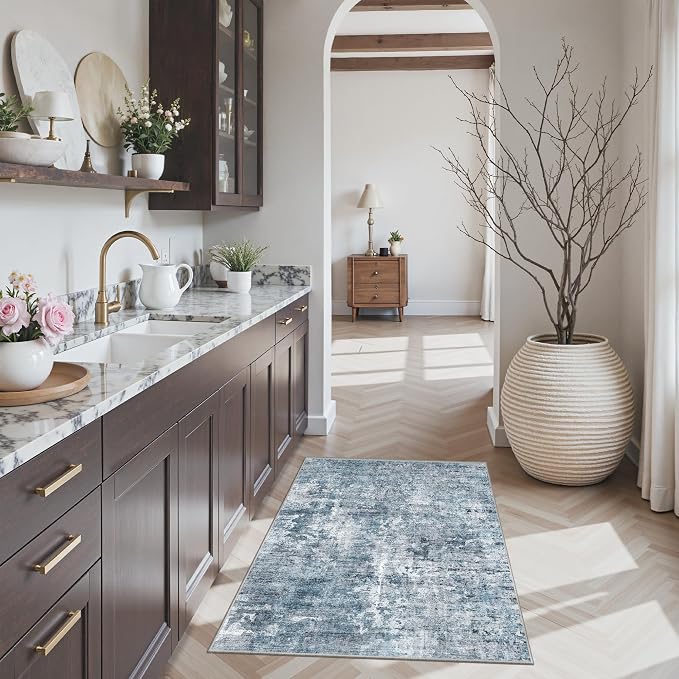 2x3 Abstract Washable Rugs for Kitchen, Powder Room Small Area Rug Non-Slip - Image 9