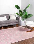 Rugs.com Lattice Frieze Collection Rug – 10' x 13' Light Pink Medium Rug Perfect - Image 2