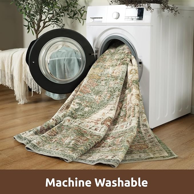 AMOAMI-2X3 Small Rug-Washable Rugs Entryway Mat Indoor-Soft Vintage Non Slip - Image 4