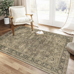 4x5 Washable Brown Area Rug Vintage Entryway Office Carpet Non-Slip Soft Low - Image 3