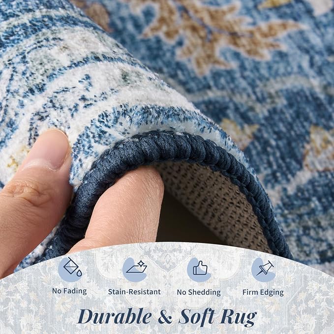 tchdio 8x10 Area Rugs for Living Room, Vintage Non Slip Washable Rug, Soft Low - Image 2