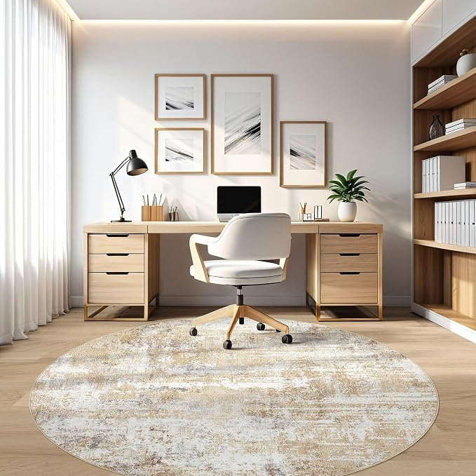 Round Rug Living Room Rugs: 8Ft Washable Circle Large Abstract Modern Soft - Image 7