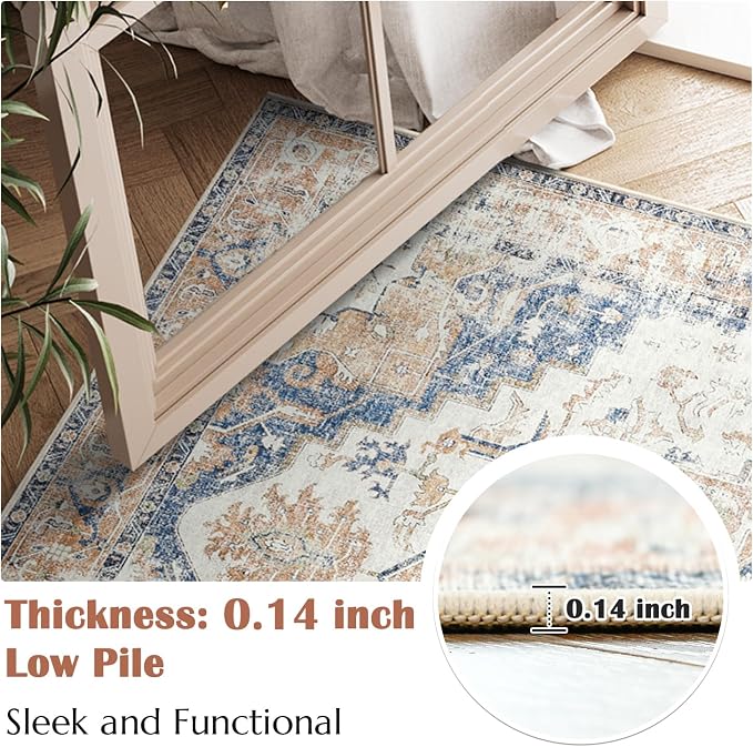 jinchan Area Rug 6x9 Washable Living Room Rug Vintage Indoor Large Floor Cover - Image 4