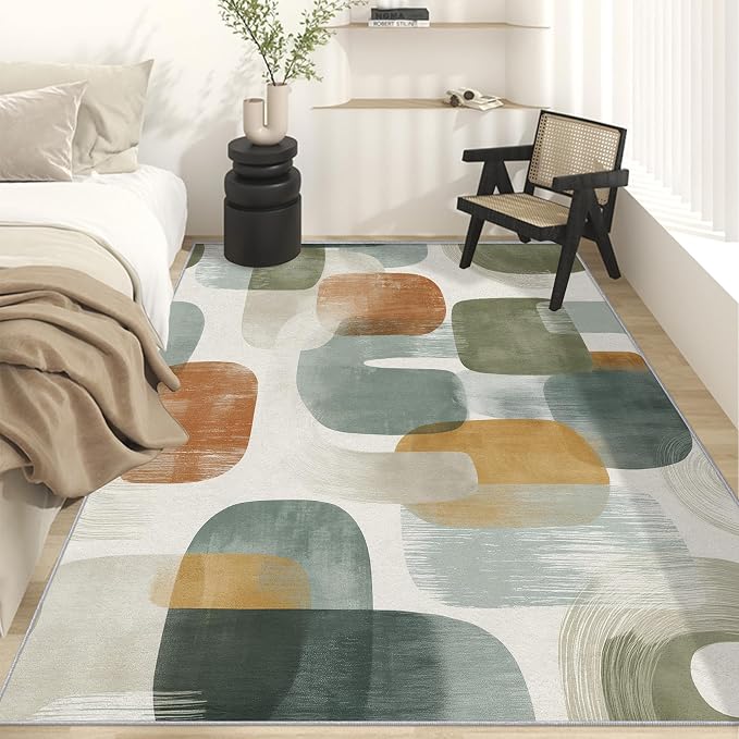 Mid Century Modern Rugs for Home Decor, 3x5 ft, Abstract Geometry Area Rugs for - Image 3