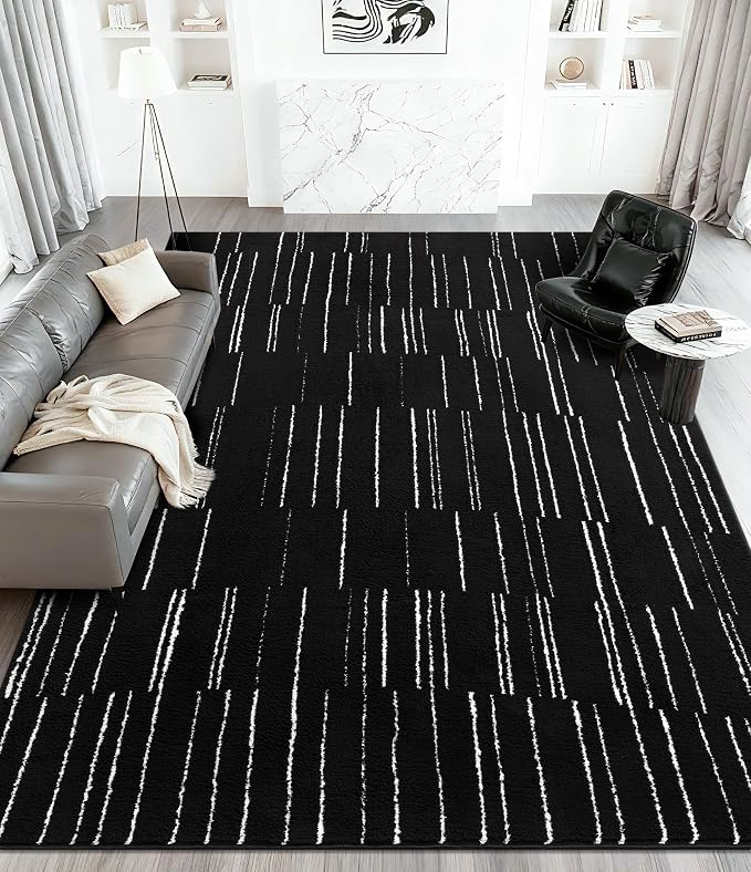 YIHOUSE 6x9 Abstract Line Area Rug, Modern Washable Stain Resistant Rugs Non - Image 9