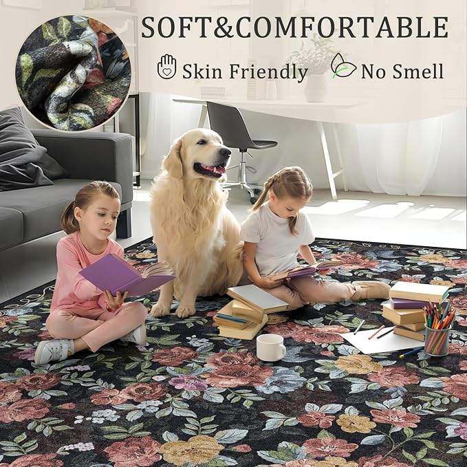 8x10 Machine Washable Area Rug for Living Room, Kids and Pets Friendly for - Image 4