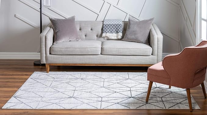 Rugs.com Lattice Trellis Collection Rug – 6' x 9' White Low-Pile Rug Perfect - Image 8