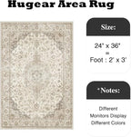 HUGEAR 2x3 Entrance Area Rug Vintage Brown Small Rug Machine Washable Door Mat - Image 2