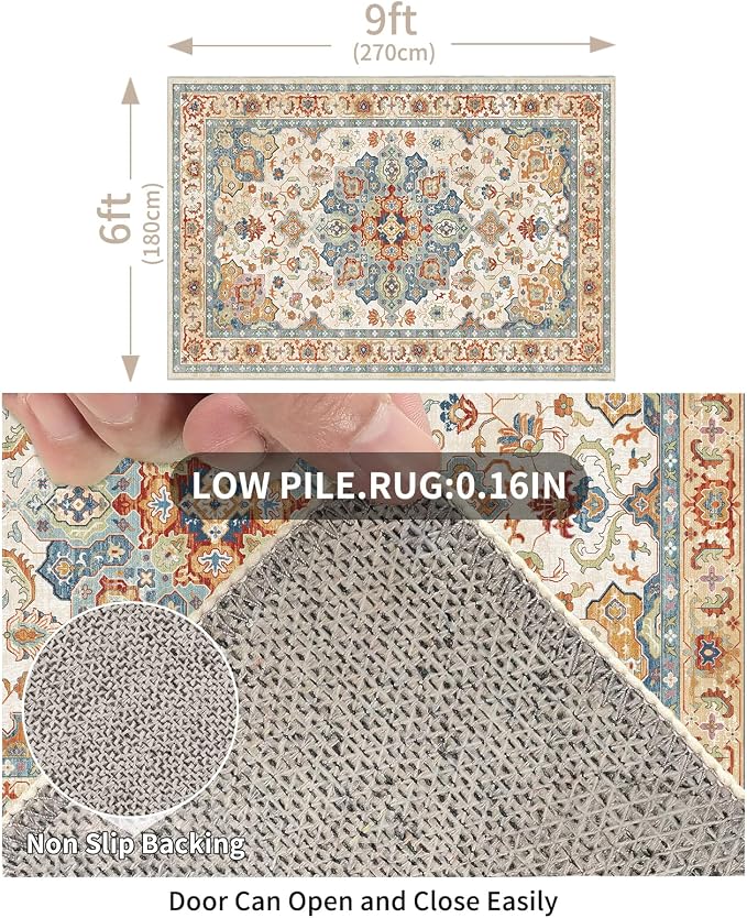 Enkor Area Soft Rugs 6x9 Washable Non Slip Boho Floor Rugs - Image 2