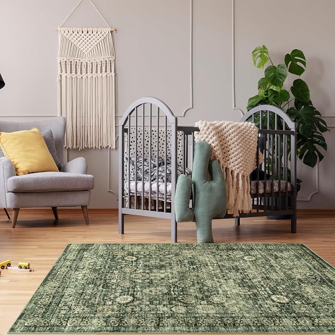 Morebes Vintage Throw Rugs, Boho 3x5 Washable Rug Non Slip, Soft Area Rug - Image 7
