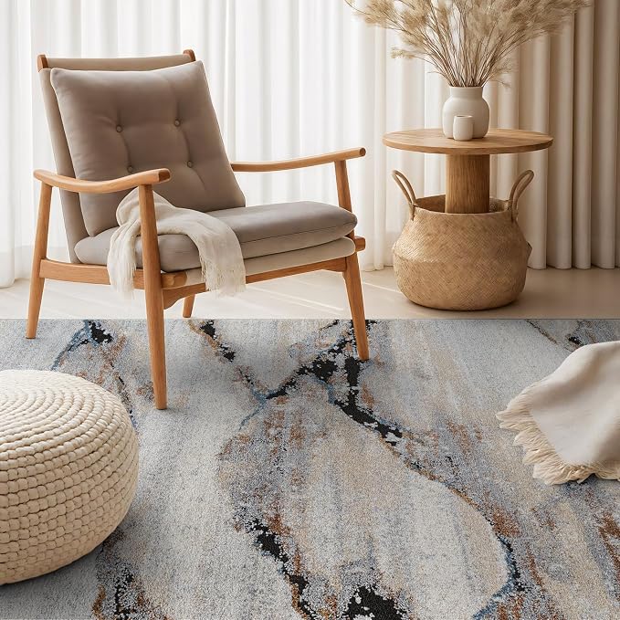 Rugshop Contemporary Gray Striated Area Rug Kid & Pet Friendly 4' x 6' Ideal - Image 7