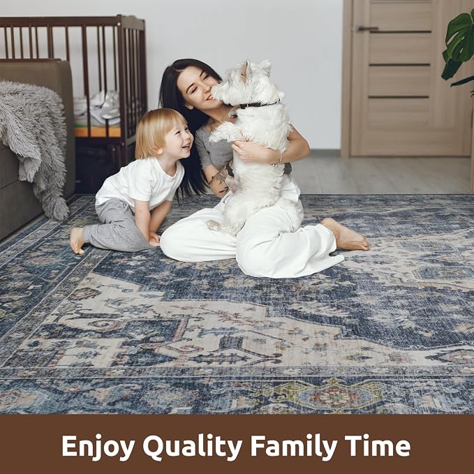 AMOAMI-2X3 Small Rug-Washable Rugs Entryway Mat Indoor-Soft Vintage Non Slip - Image 7