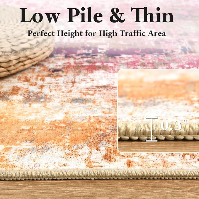 Washable Abstract Rug, 8x10 Modern Area Rugs - Image 8