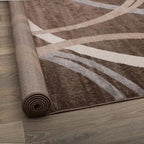 Rugshop Modern Wavy Circles Design Runner Rug, Carpet - Image 3