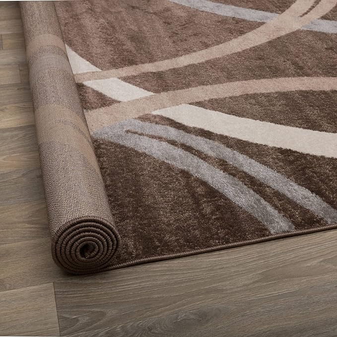 Rugshop Modern Wavy Circles Design Runner Rug, Carpet - Image 3