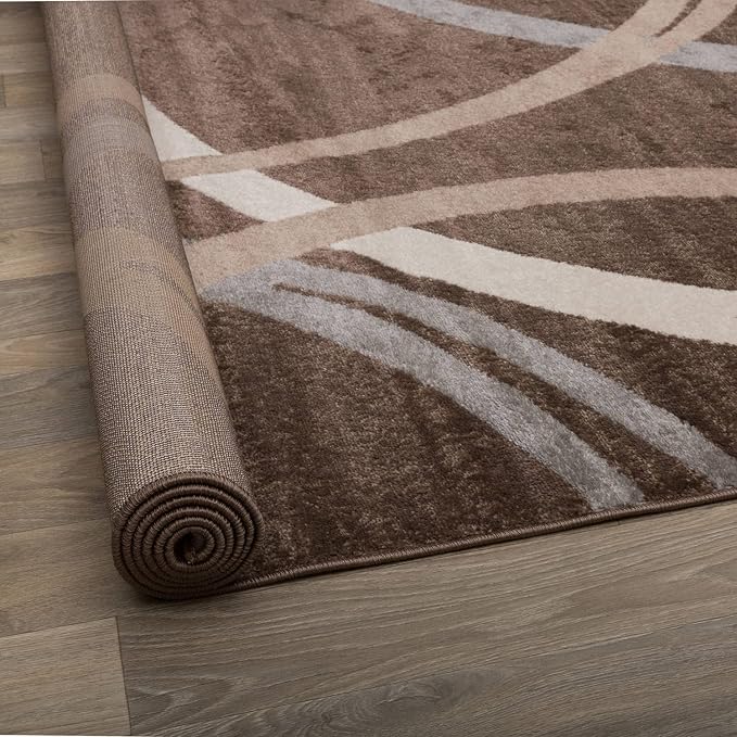 Rugshop Modern Wavy Circles Design Round Rug, Carpet - Image 3