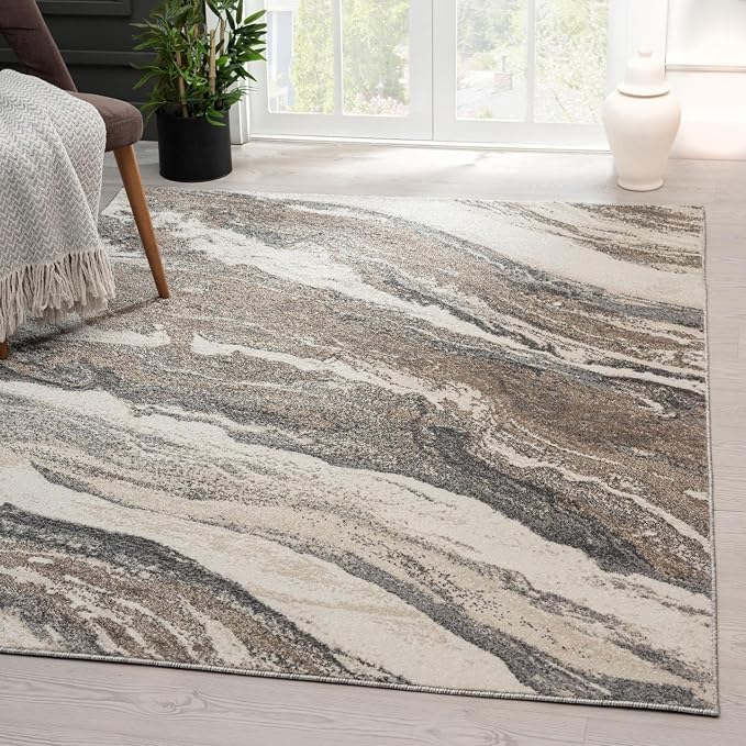 LUXE WEAVERS Lagos Collection 7983 Grey 8x10 Art Deco Area Rug - Image 7