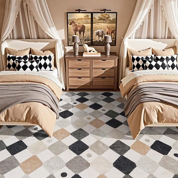 jinchan Macy Area Rug 8x10 Kids Washable Indoor Non-Slip Black and White Modern - Image 6
