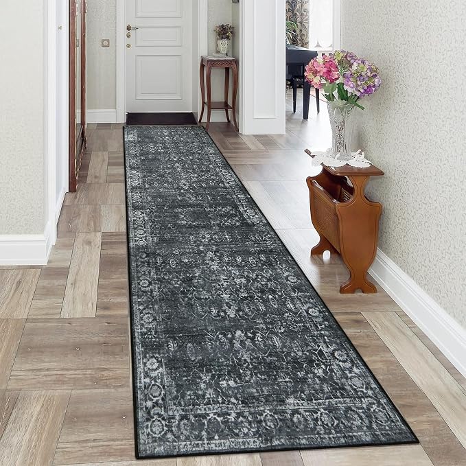 Morebes Black Vintage Runners for Hallways 10 Foot Non Slip, Washable - Image 7