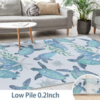Tritard Coastal Sea Turtles Area Rugs Beach Themed Nautical Non Slip Area Rugs - Image 3