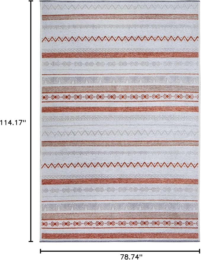 Alfa Rich 7x10 Beige Terracotta Washable Area Rugs - Image 2