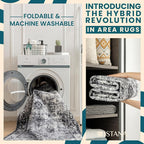 Istana Stylish 10x14 Foldable Machine Washable Dark Grey Area Rugs - Image 3