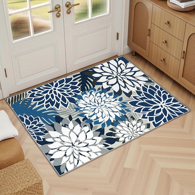 2x3 Washable Small Rug Tropical Botanical Modern Floral Indoor Chenille Door - Image 6