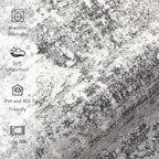Machine Washable Area Rug 8x10 Grey Large Living Room Indoor Accent Rug Neutral - Image 7