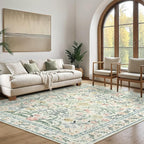 Wonnitar Large Rugs for Living Room, Soft Washable Floral 9x12 Area Rug for - Image 7