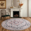 PURRUGS Vintage Farmhouse Boho Area Rug 6x6 ft, Non-Slip Machine Washable Round by PURRUGS