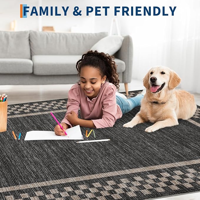 GarveeHome 4x6 Rug Small Washable Living Room Rug Modern Bordered Area Rugs - Image 3