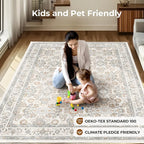 WITSHOCK Living Room Area Rugs 5x8: Soft Non-Slip Backing Washable Rugs Vintage - Image 4