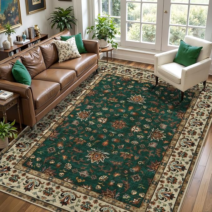 Tangsoo 5x7 Washable Rug, Floral Vintage Large Area Rugs by Tangsoo