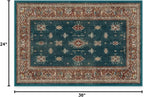 RUGGABLE Washable Vintage Area Rug – Verena Teal Blue 2x3, Stain-Resistant - Image 3