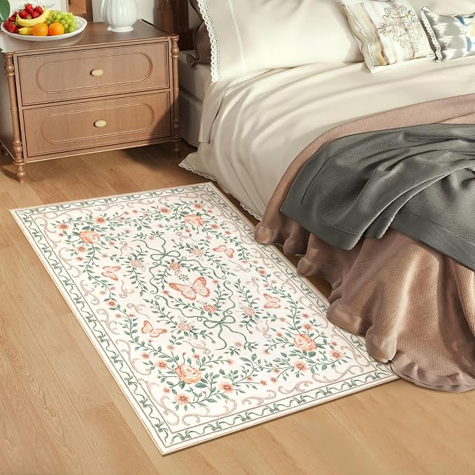 GarveeHome 2x3 Floral Area Rug Non Slip Entryway Mat Low Pile Stain Resistant - Image 2