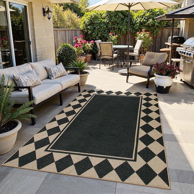 Moynesa Easy Jute Outdoor Rug 5x7 Area Rugs, Washable Checkered Rugs - Image 6