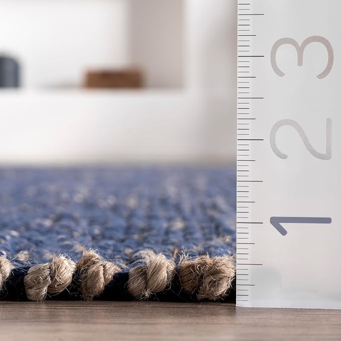 nuLOOM 4x6 Elfriede Jute & Cotton Hand Woven Area Rug, Solid Rustic Farmhouse - Image 2