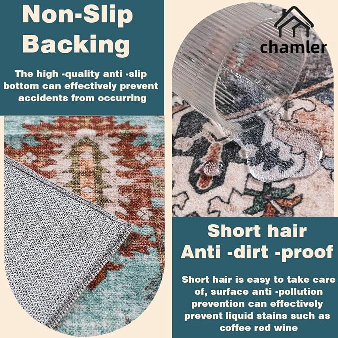 8x10 Area Rug Washable Vintage Traditional Mat Distressed Indoor Foldable Thin - Image 5