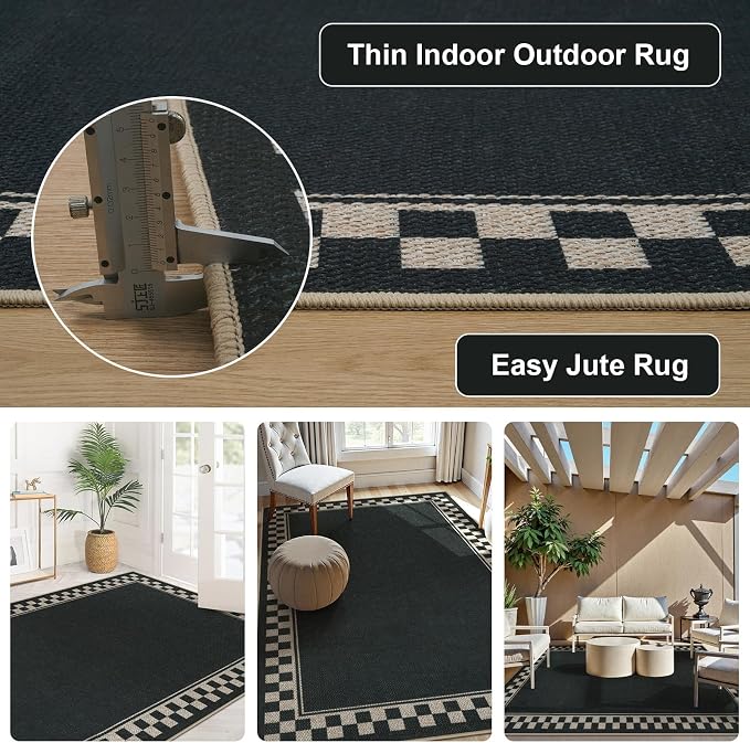 OJIA Easy Jute 5x7 Area Rugs, Washable Outdoor Patio Rug - Image 4