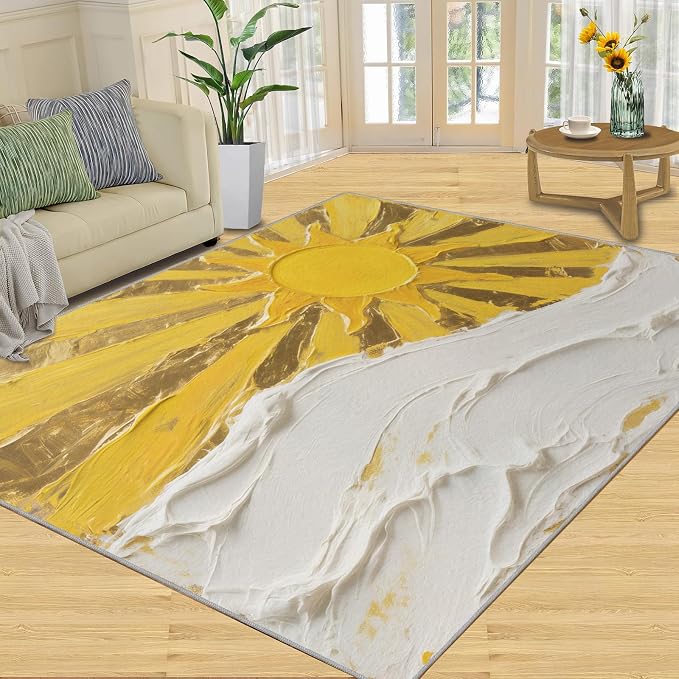 Boho Sun Area Rugs 6x8ft, Abstraction Deco Living Room Area Rug, Minimalist - Image 3