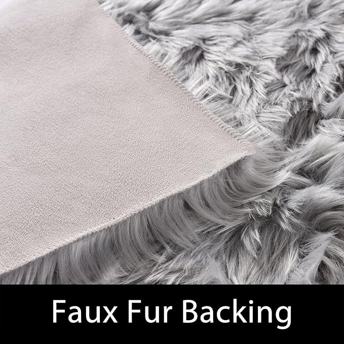 Latepis Round Area Rugs 8 Feet Grey Fuzzy Rug Fluffy Shag Throw Rugs Washable - Image 3