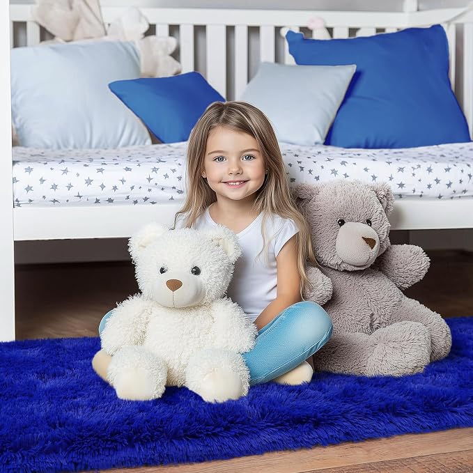 Blue Runner Rug for Hallway, Bedroom Bedside Plush Rugs, Non Slip Fluffy Shaggy - Image 6