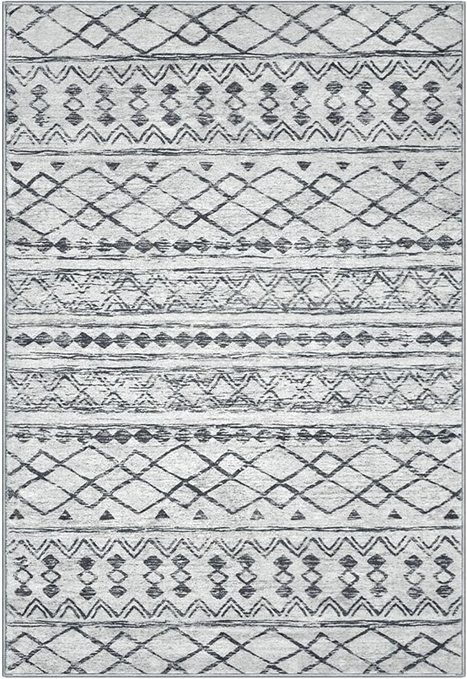 KUTA Bedroom Boho Rug 4x6 Grey, Moroccan Washable Area Rugs Non Slip, Ultra - Image 8